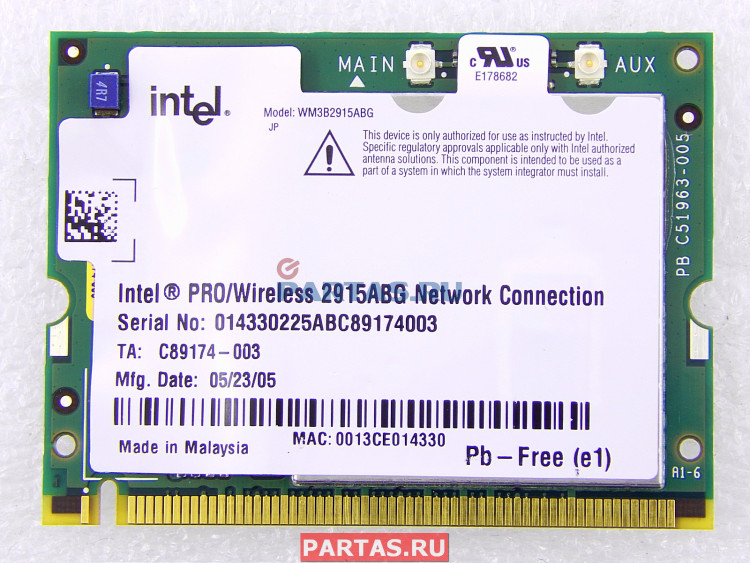 WI-FI модуль для ноутбука Asus A6VM 04G033020032 (802.11ABG CLX WLAN MPCI (1~14))		
